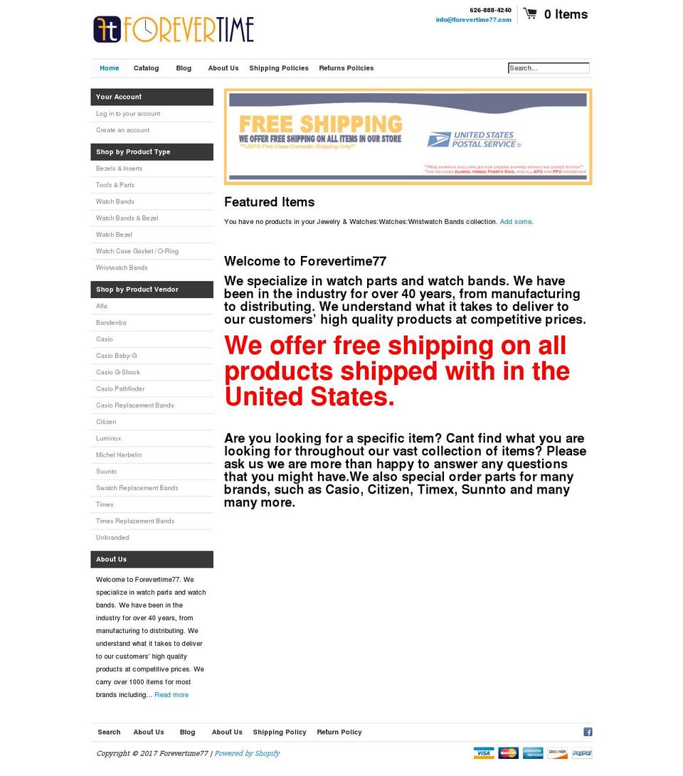 forevertime77.com shopify website screenshot