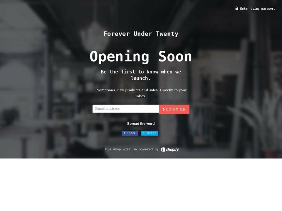 foreverunder20.com shopify website screenshot