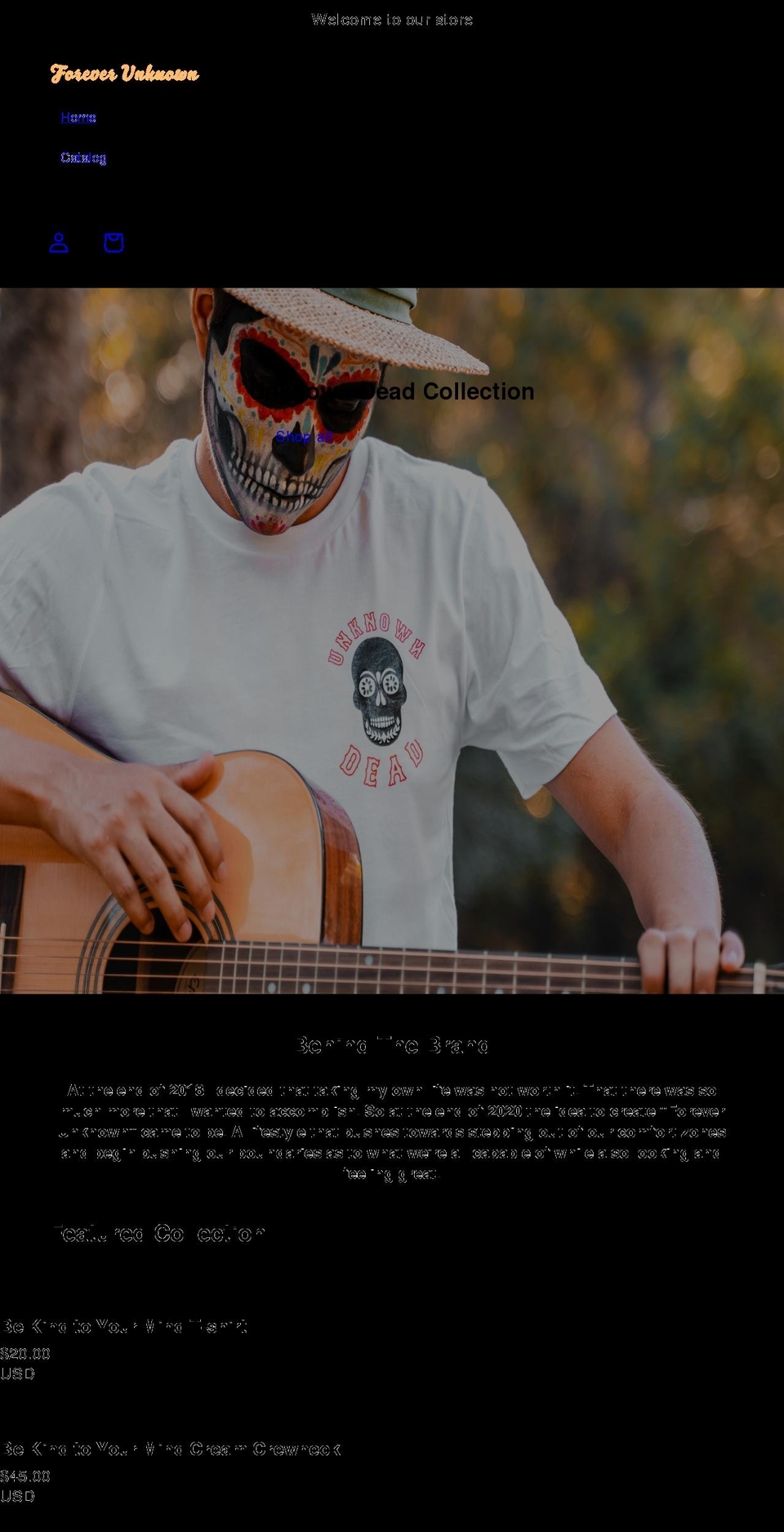 foreverunknownbrand.com shopify website screenshot