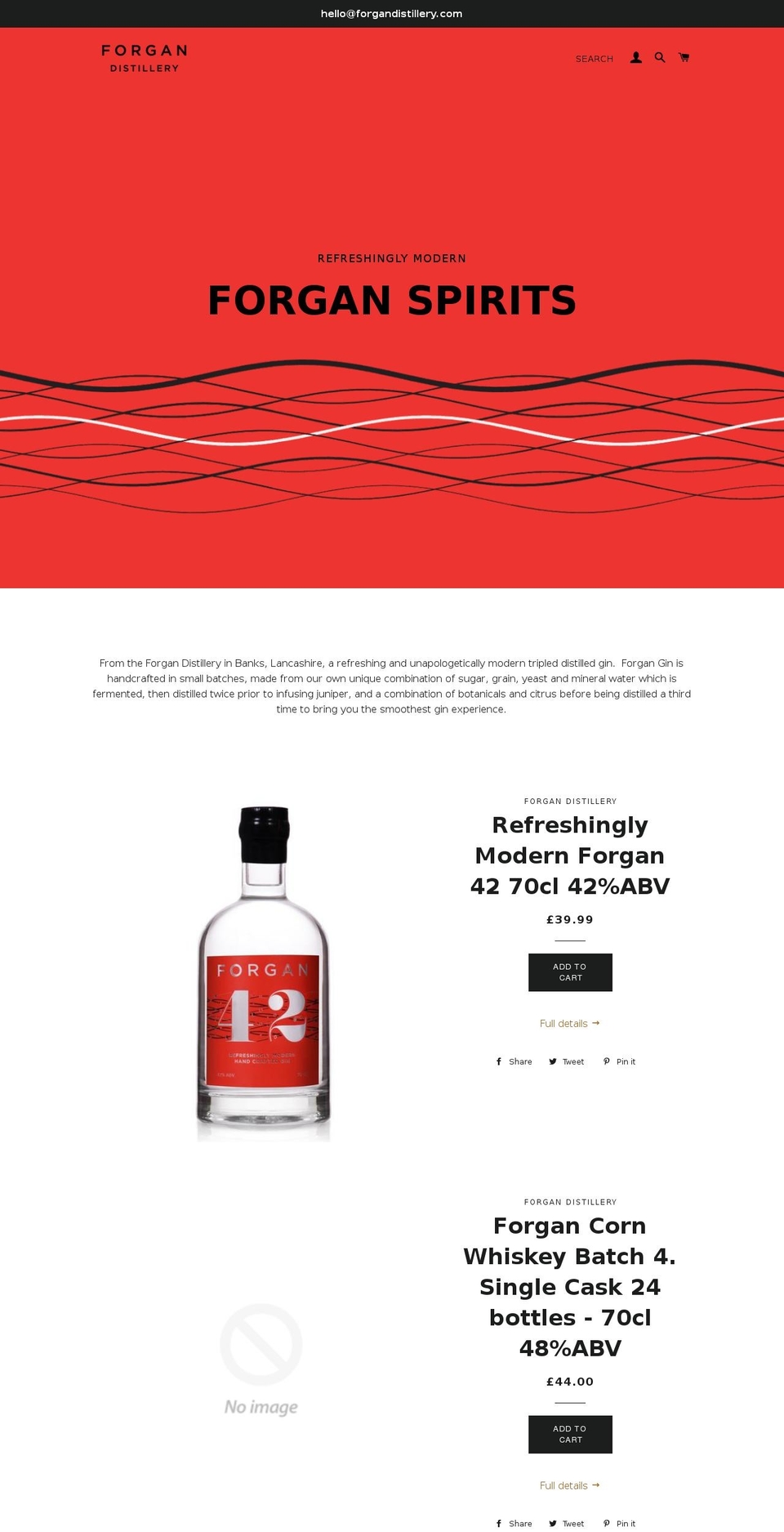 forgandistillery.com — Shopify storefront screenshot