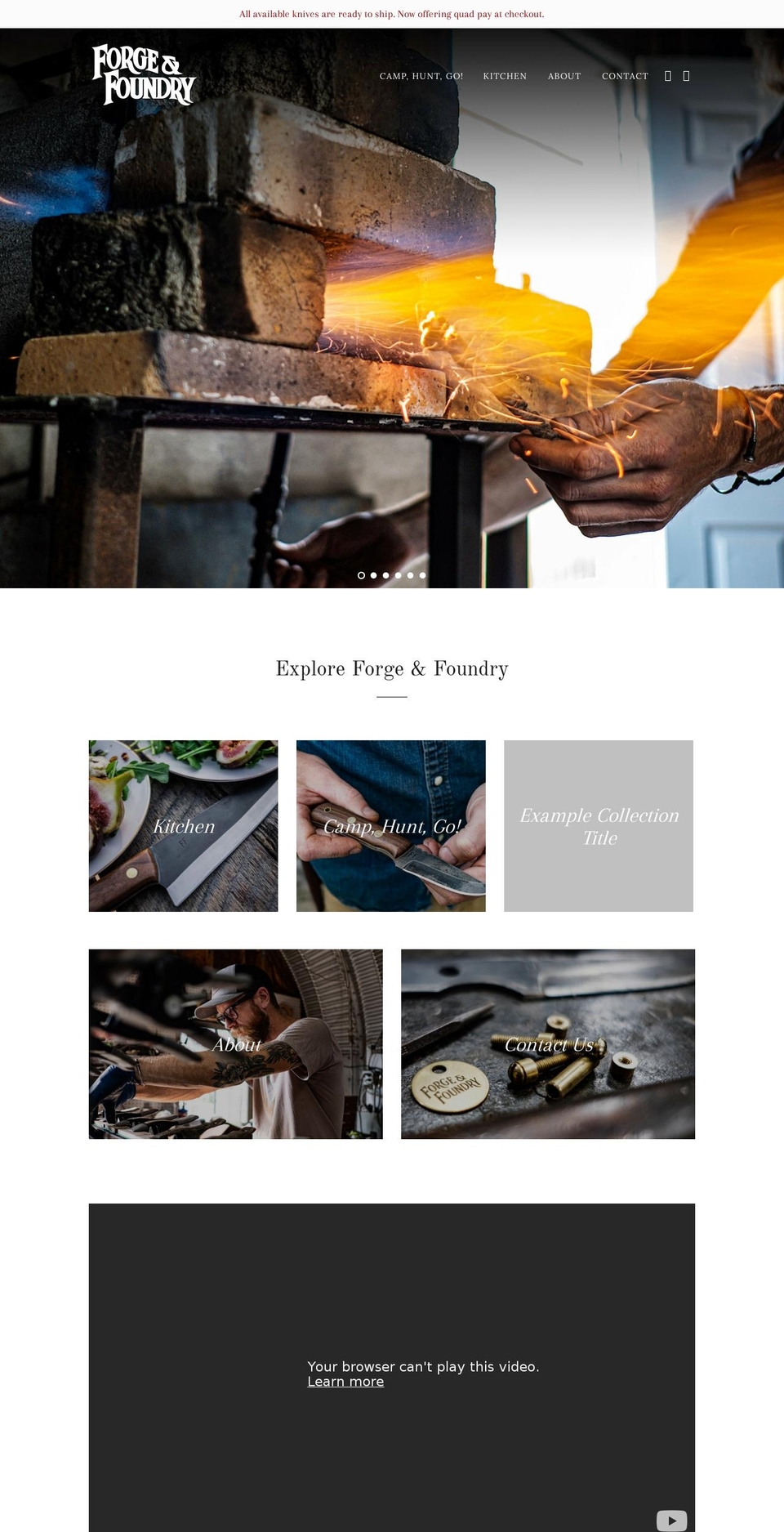 forgeandfoundryknives.com — Shopify storefront screenshot