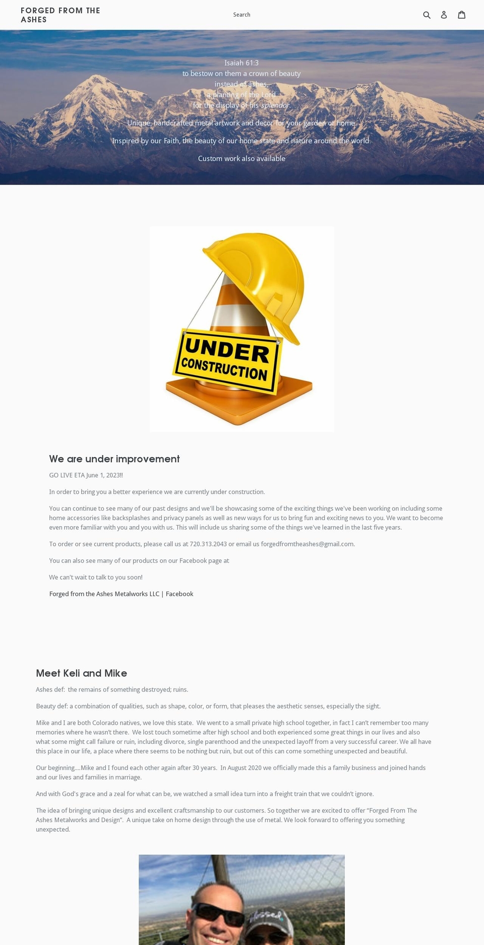 forgedfromtheashes.com — Shopify storefront screenshot