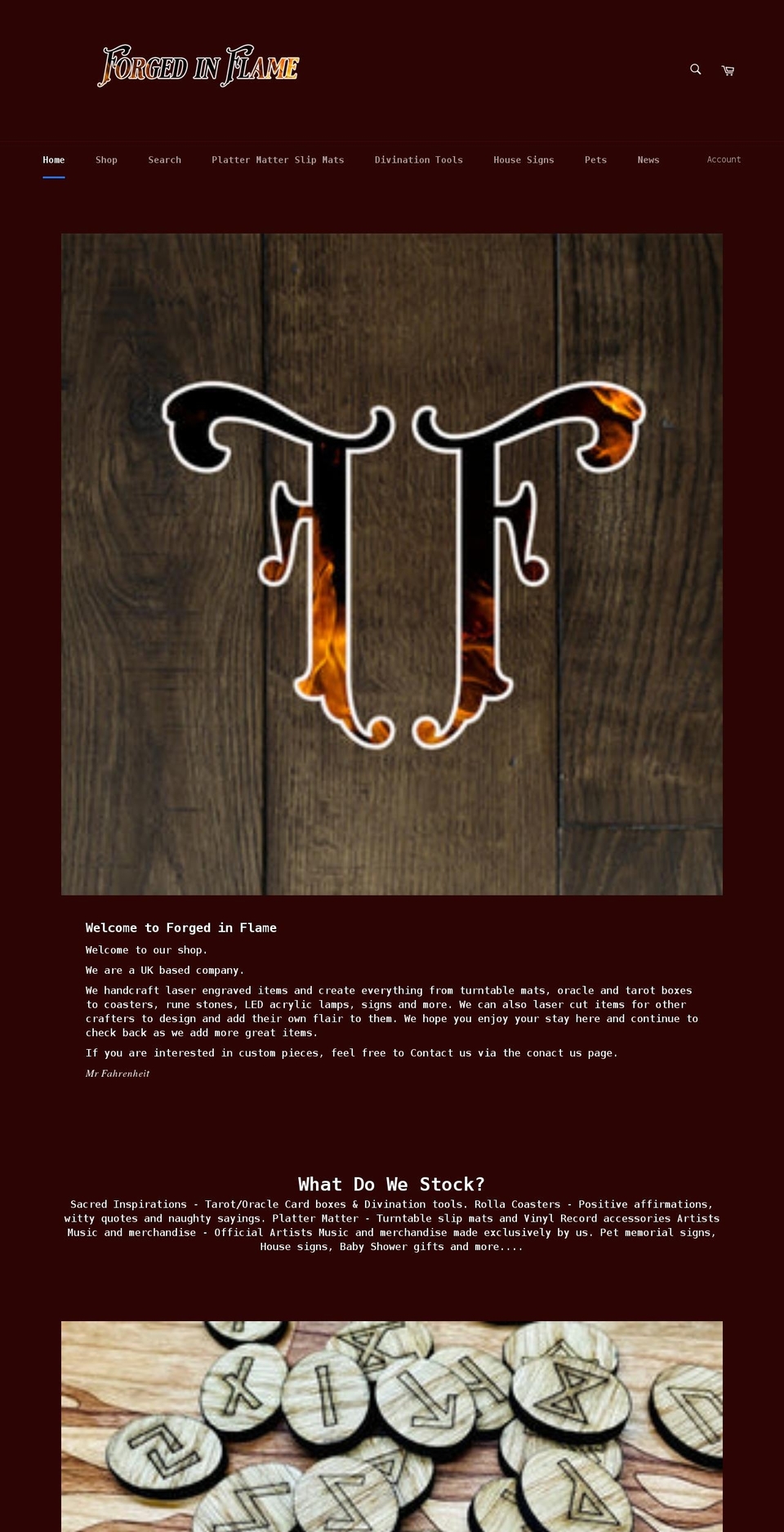 forgedinflame.com shopify website screenshot