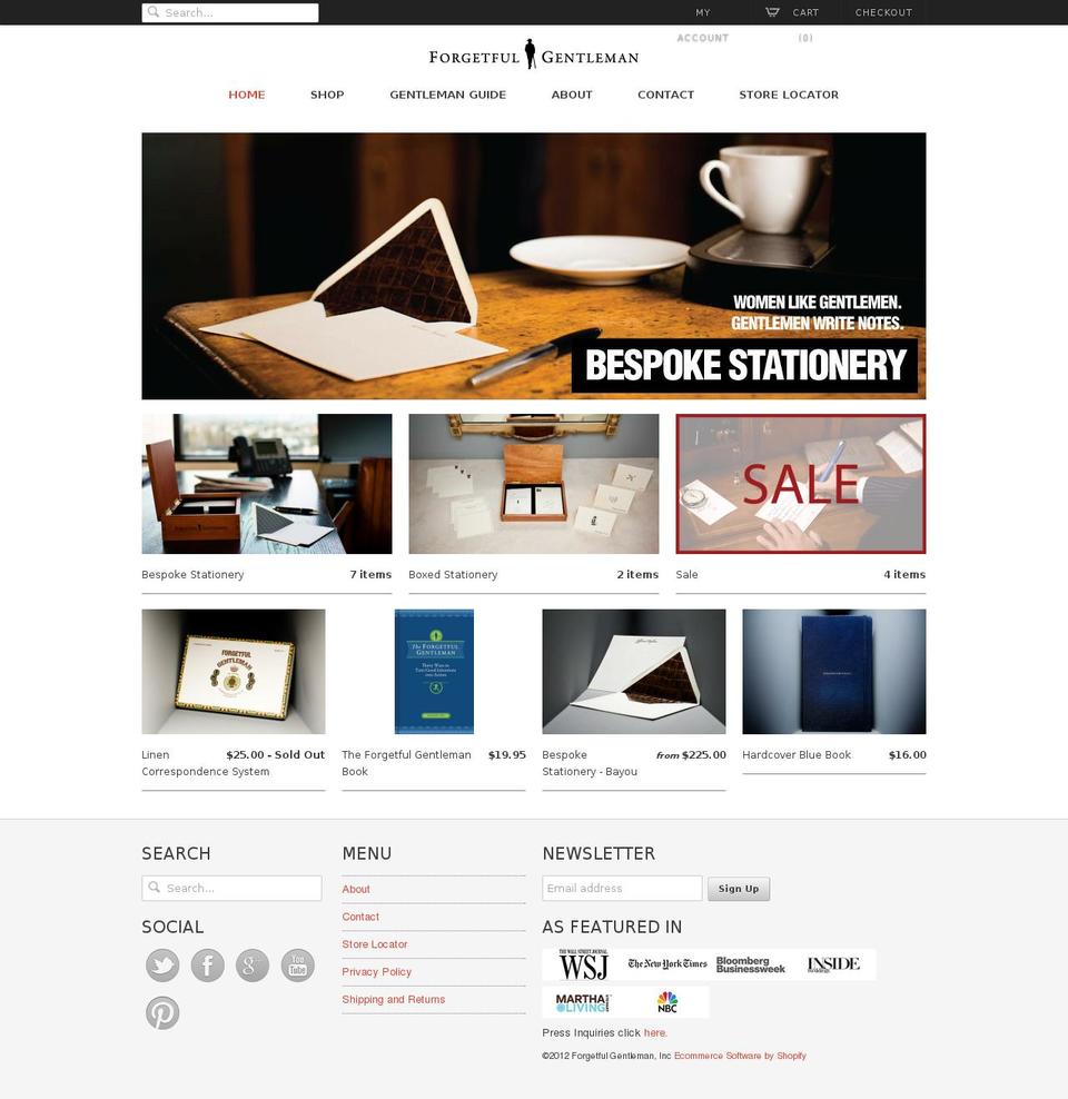 Forge Shopify theme site example forgetfulgentlemen.com