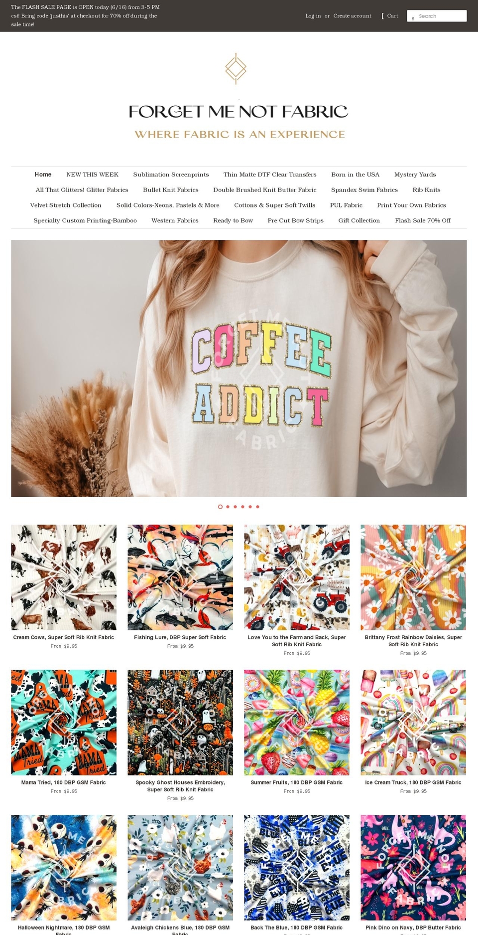 forgetmenotfabric.com shopify website screenshot