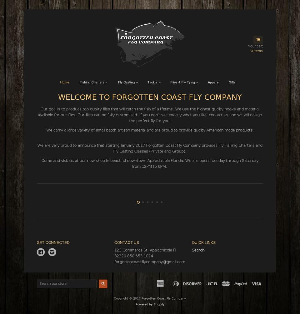 forgottencoastflycompany.com shopify website screenshot