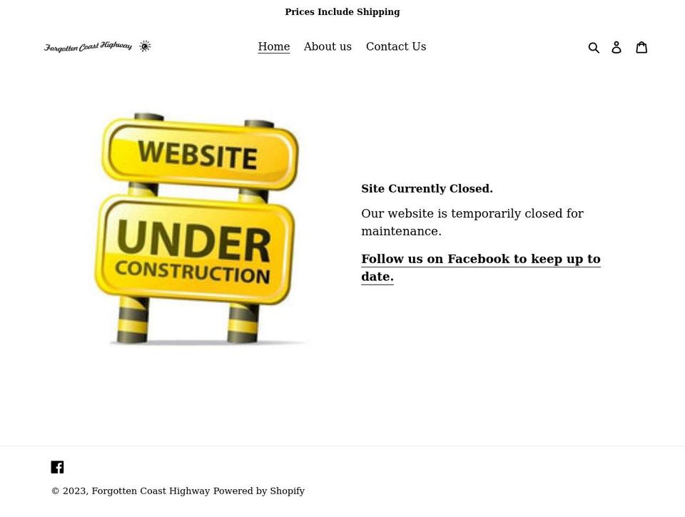 forgottencoasthighway.com shopify website screenshot