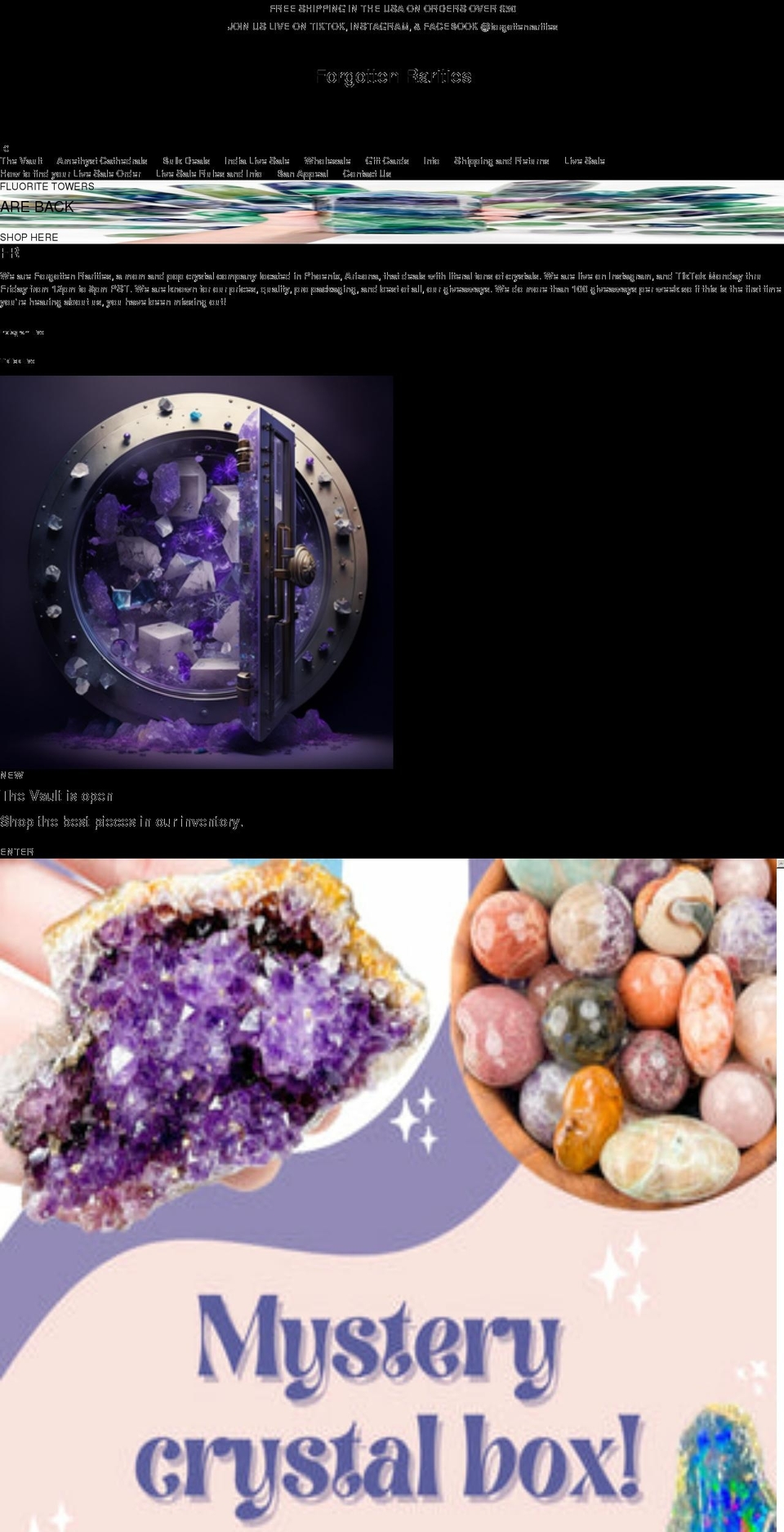 forgottenrarities.com shopify website screenshot