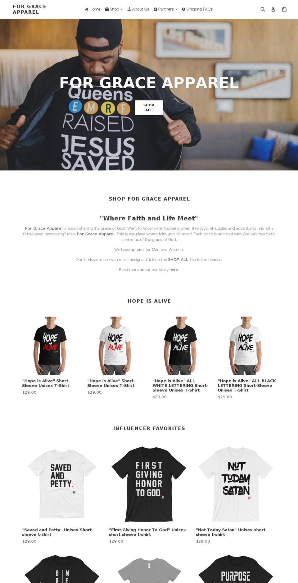 forgraceapparel.com — Shopify storefront screenshot