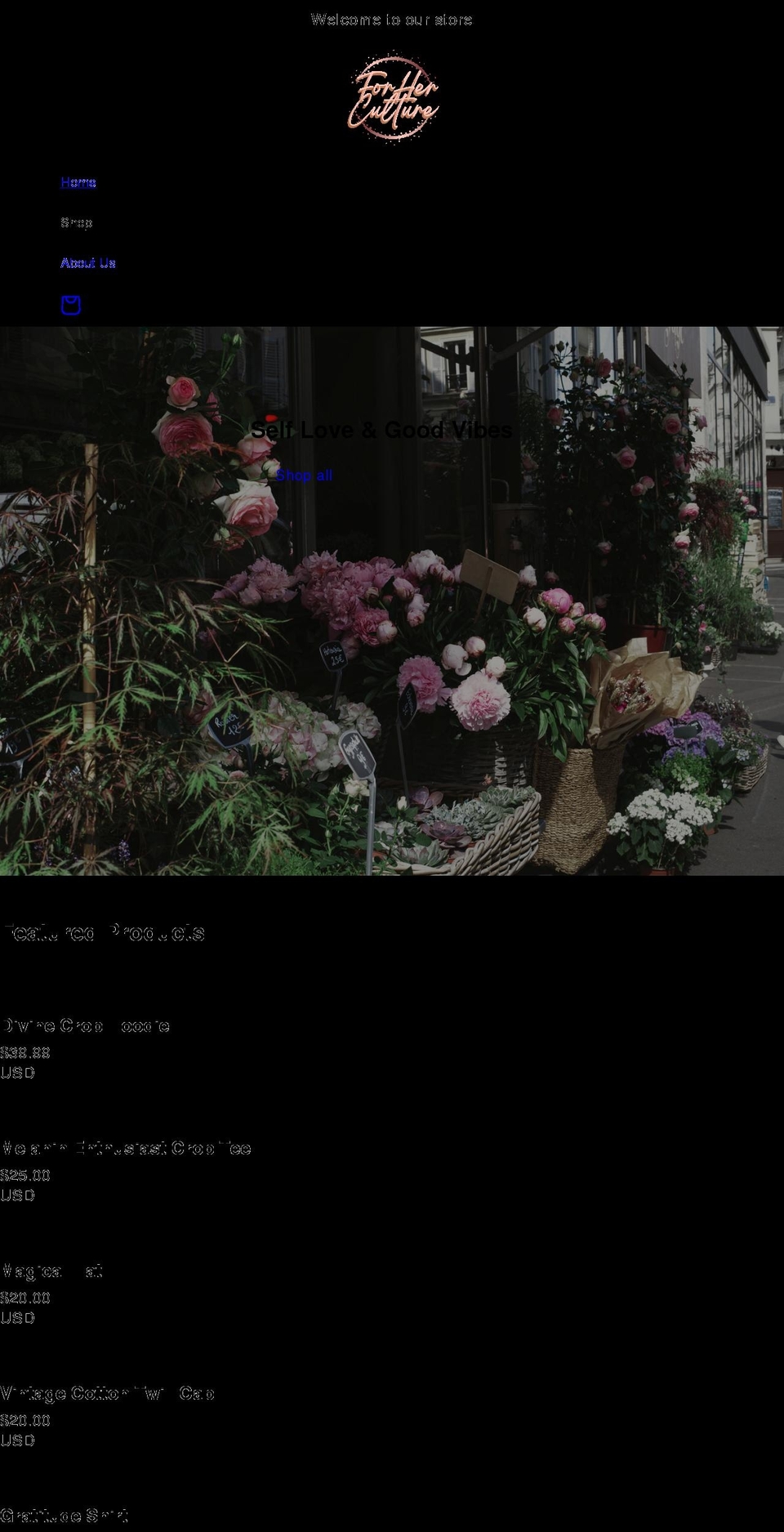 forherculture.com shopify website screenshot