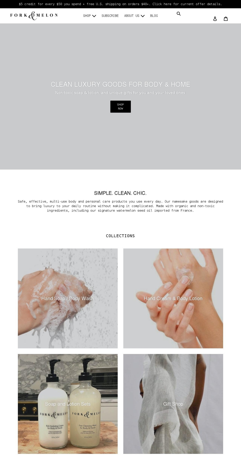 forkandmelon.com shopify website screenshot