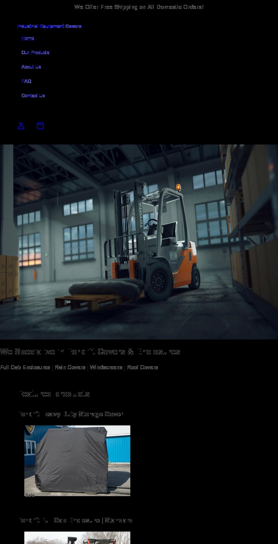 forkliftcoversonline.com shopify website screenshot