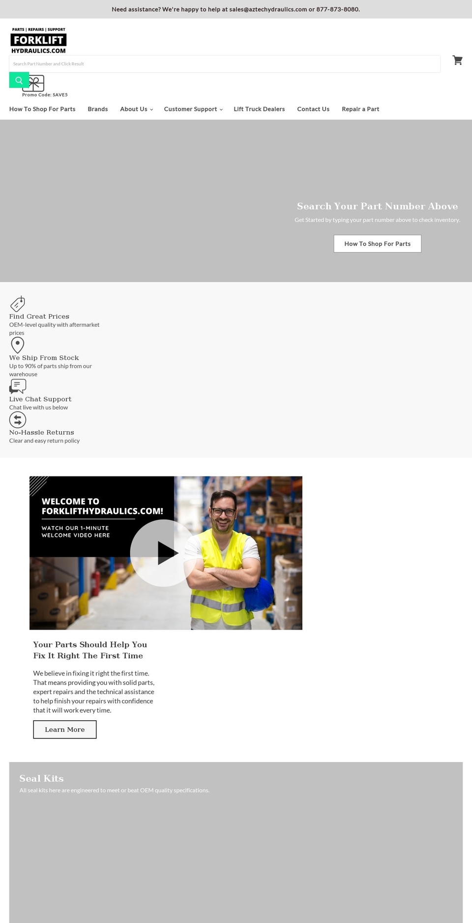 forklifthydraulics.com shopify website screenshot
