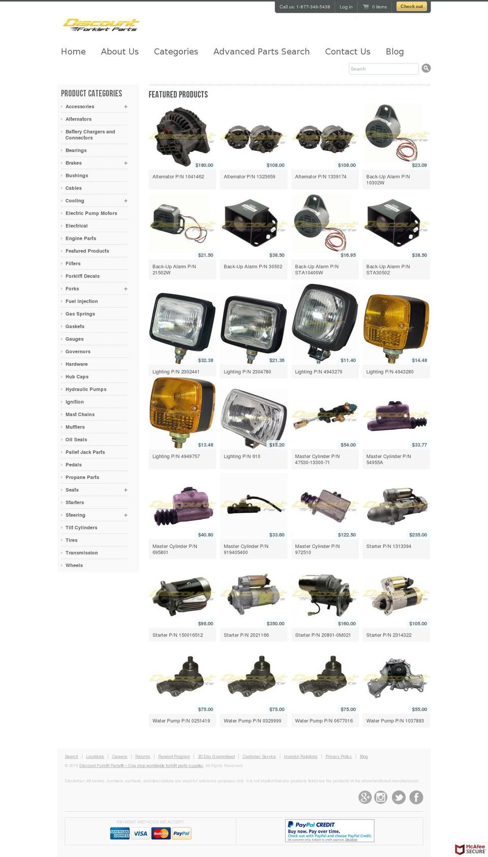 forkliftpartsfl.com — Shopify storefront screenshot