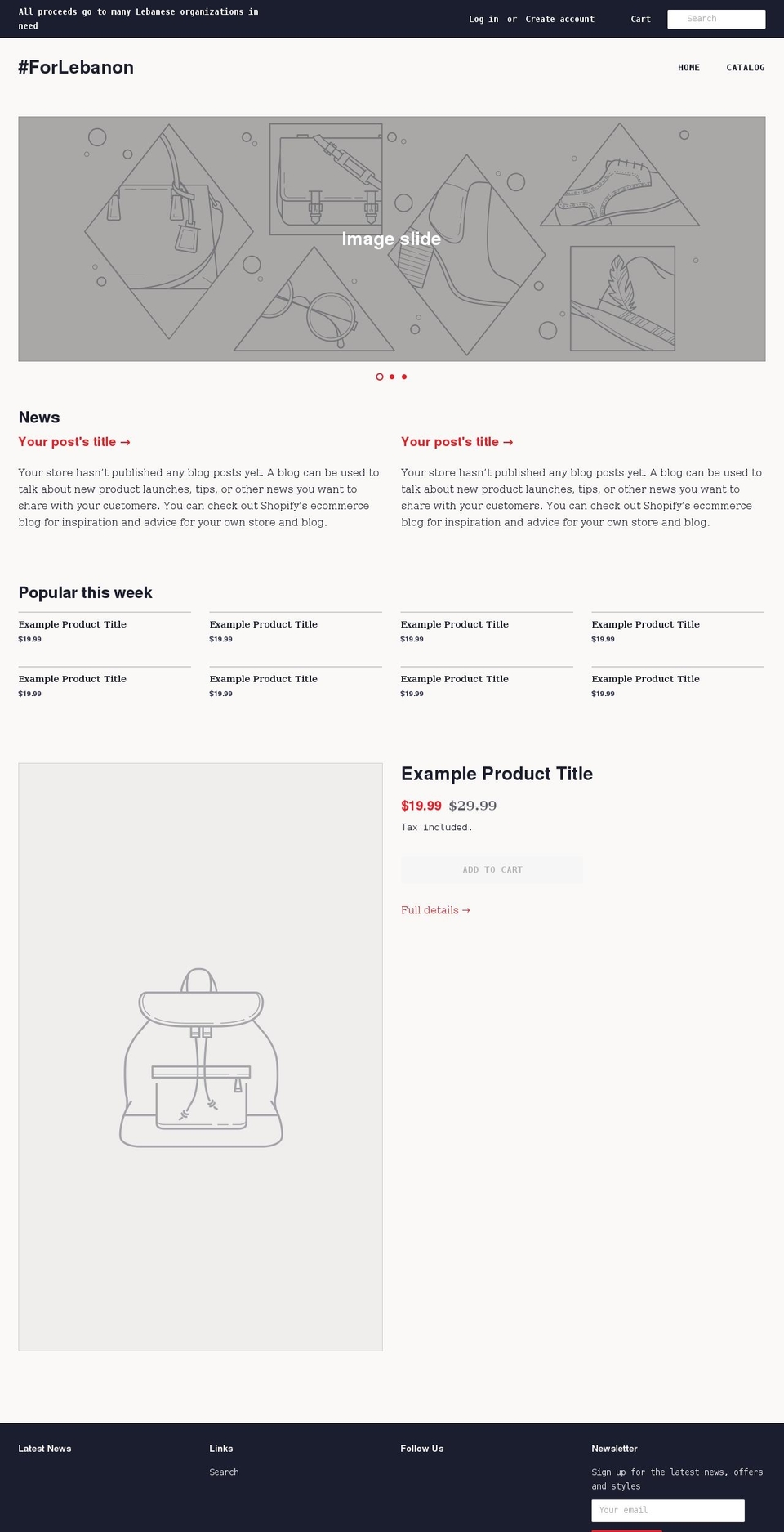 forlebanon.com shopify website screenshot