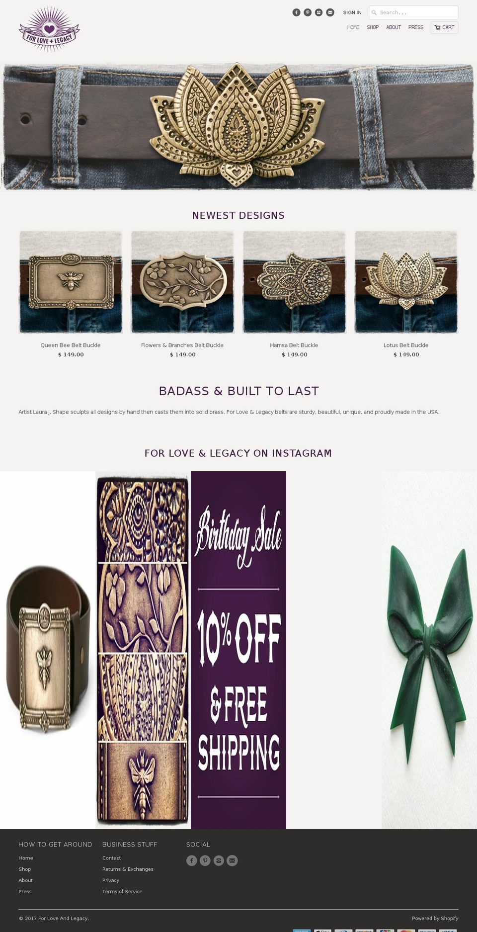 forloveandlegacy.com shopify website screenshot