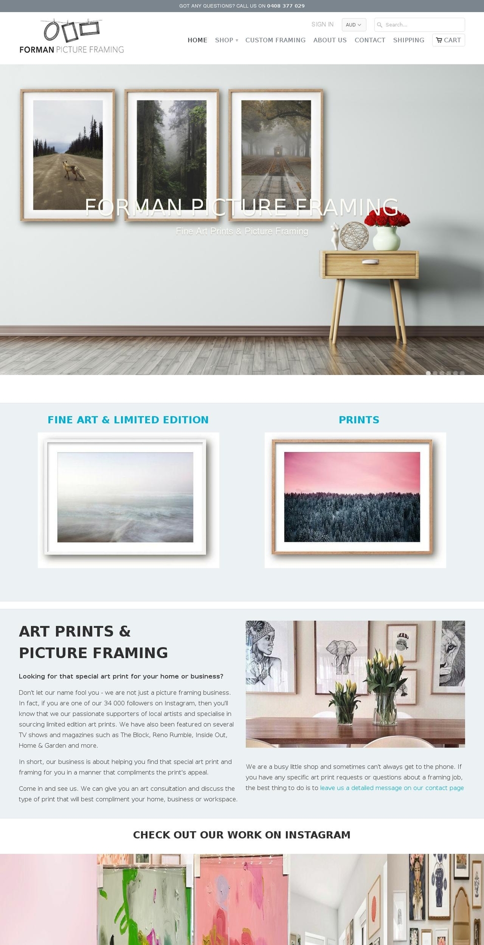 formanpictureframing.com.au shopify website screenshot