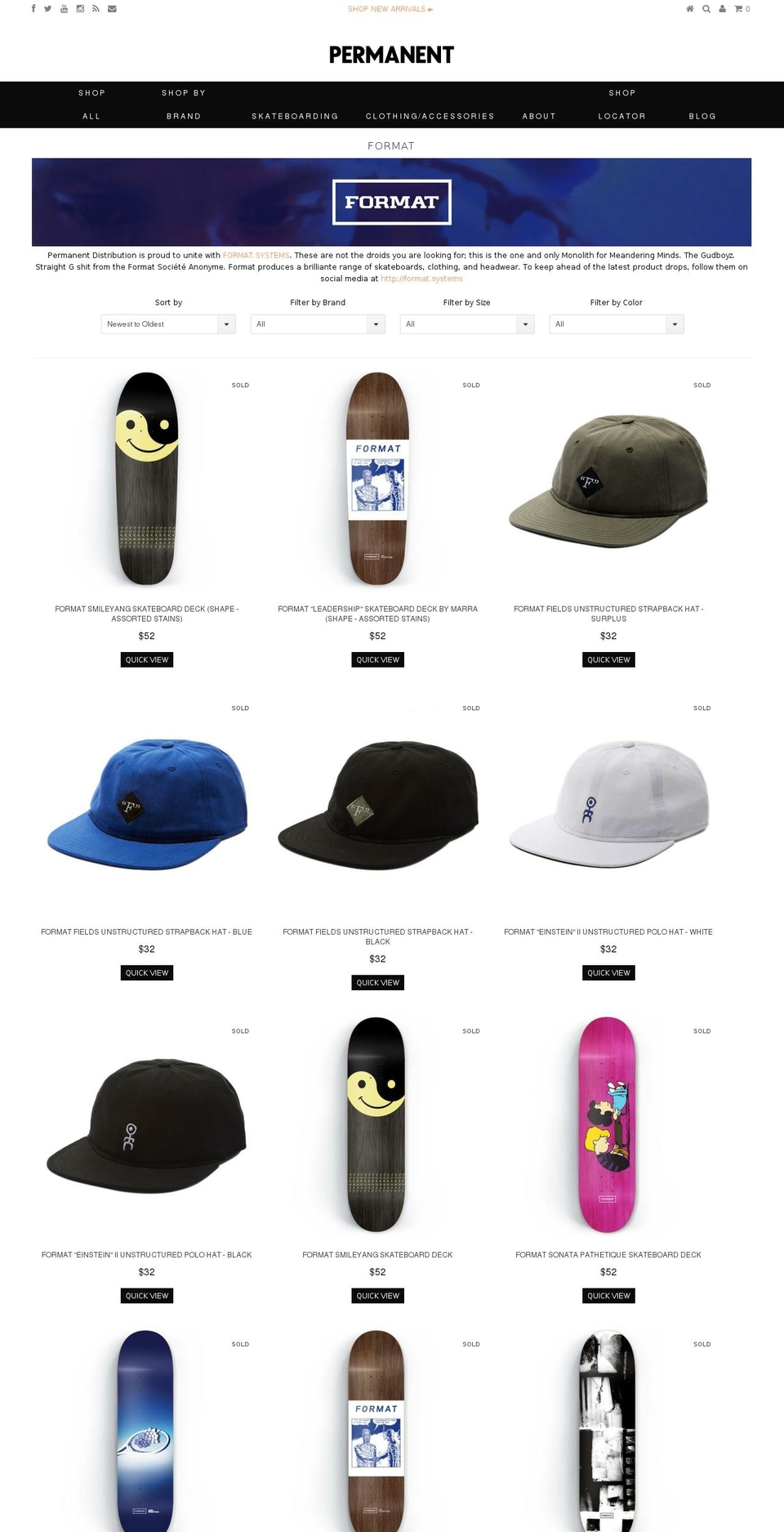 formatskateboards.com — Shopify storefront screenshot
