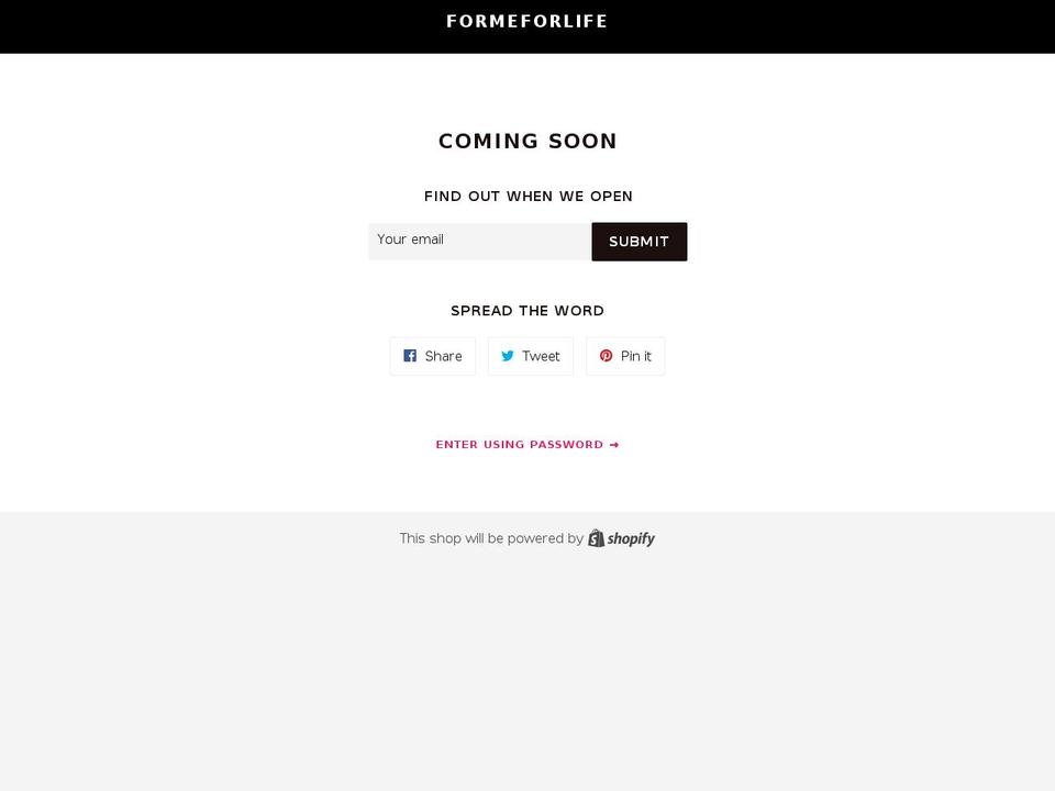 formeforlife.com shopify website screenshot