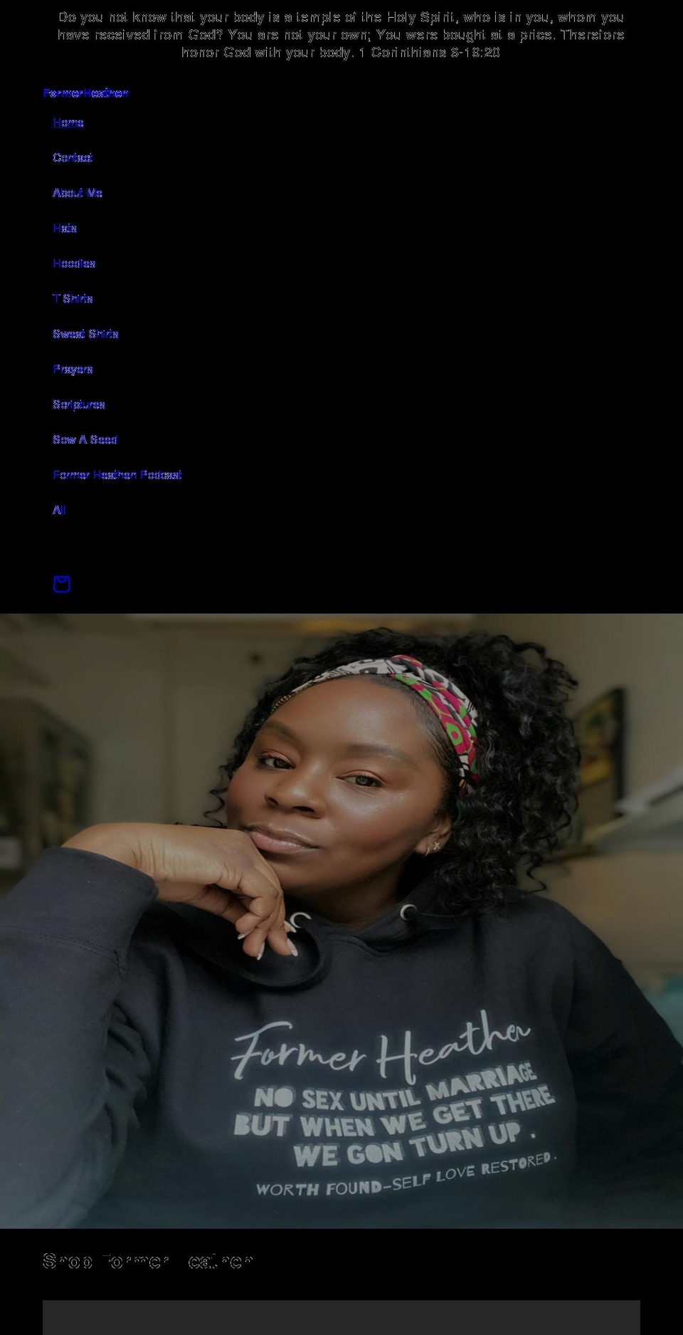 formerheathen.com shopify website screenshot