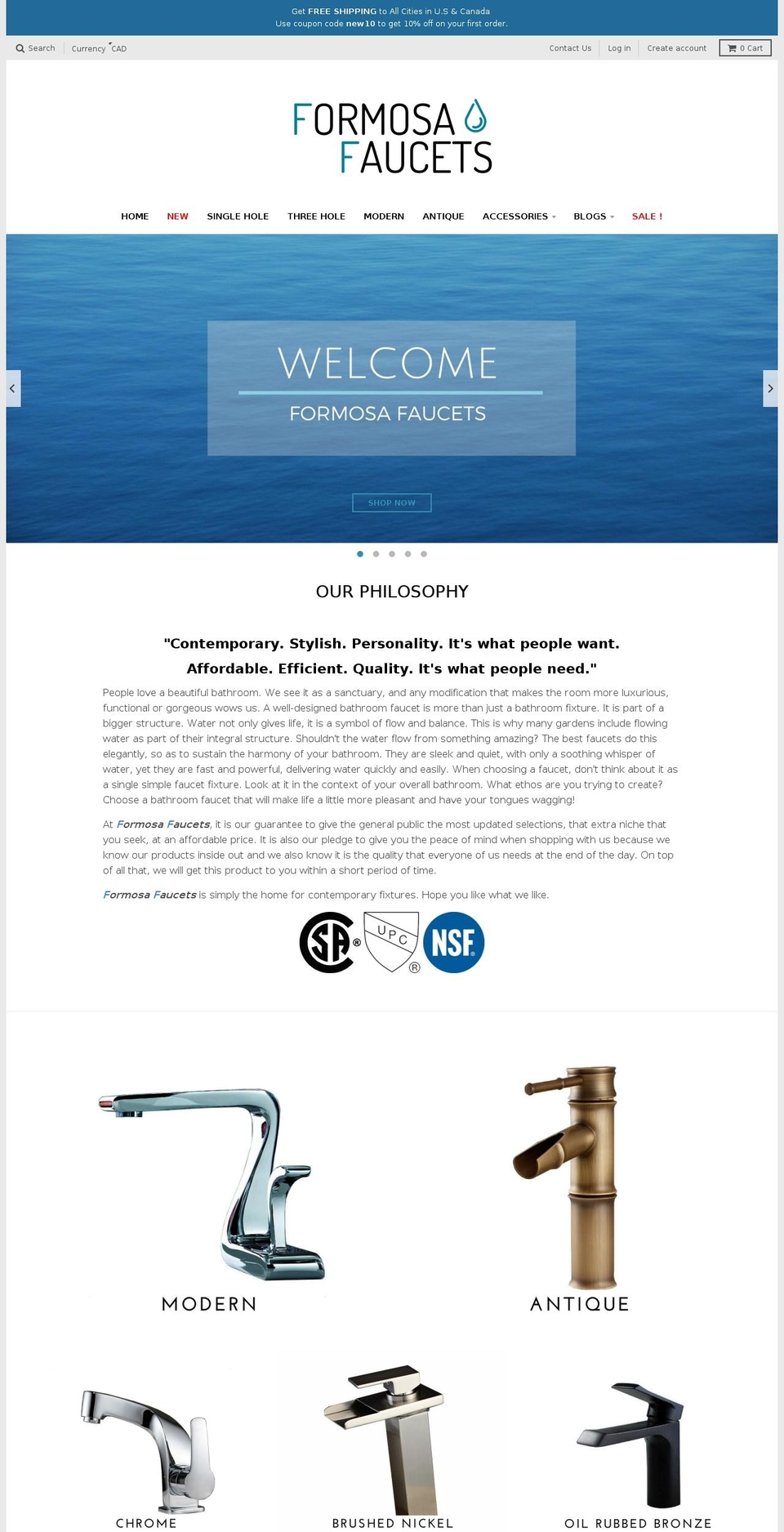 formosafaucets.com — Shopify storefront screenshot