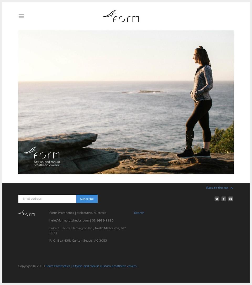 formprosthetics.com shopify website screenshot