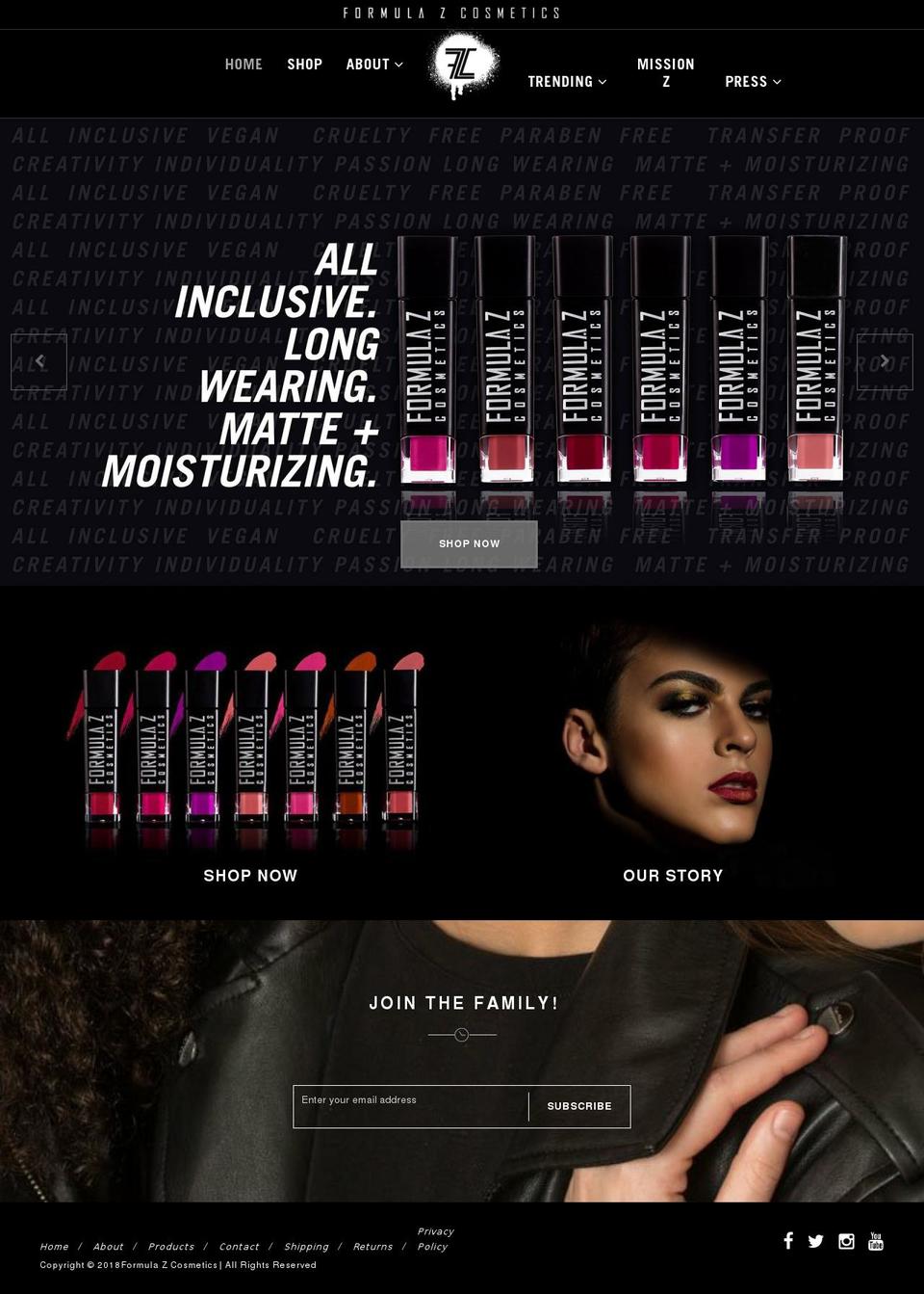 formulazcosmetics.com shopify website screenshot
