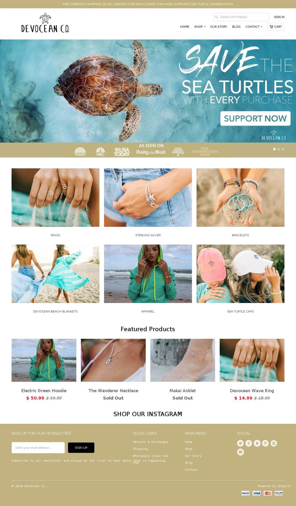 forouroceans.com — Shopify storefront screenshot
