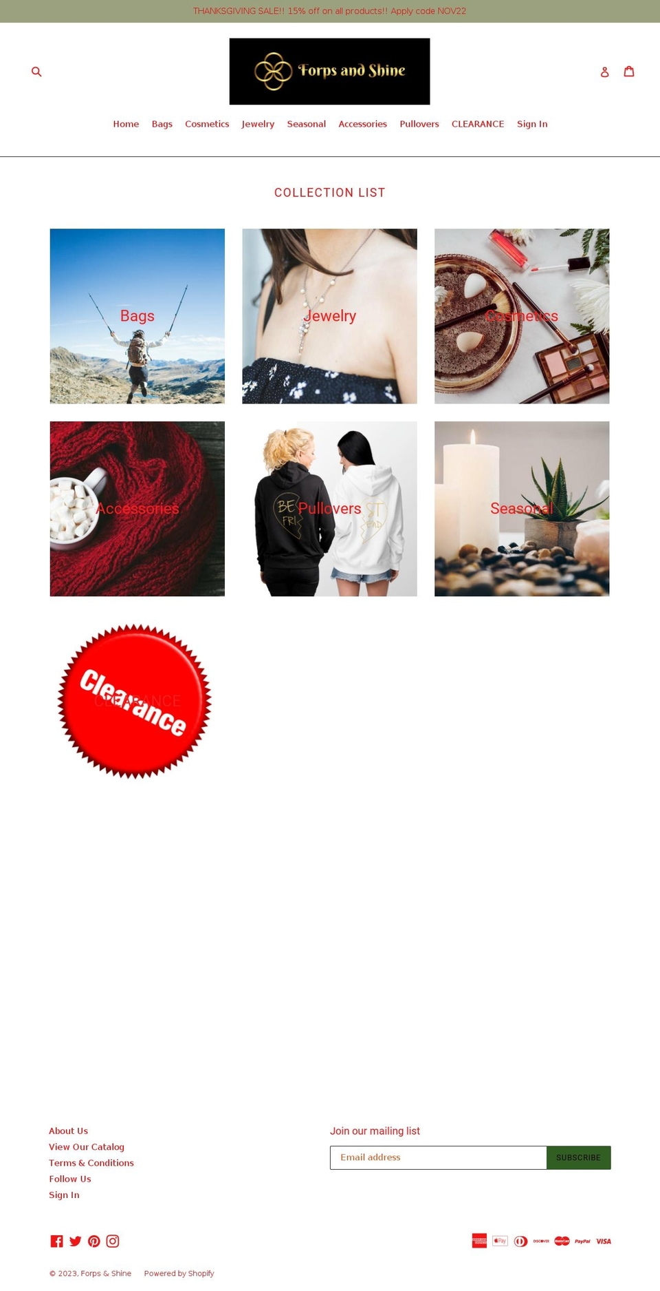 forpsandshine.com — Shopify storefront screenshot