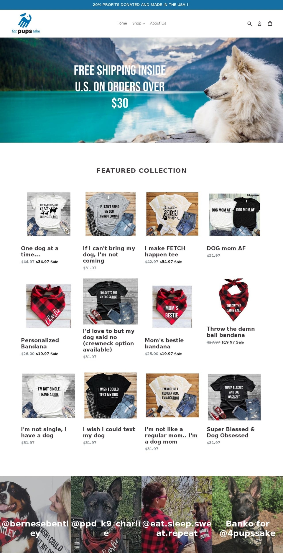 forpupssake.com — Shopify storefront screenshot