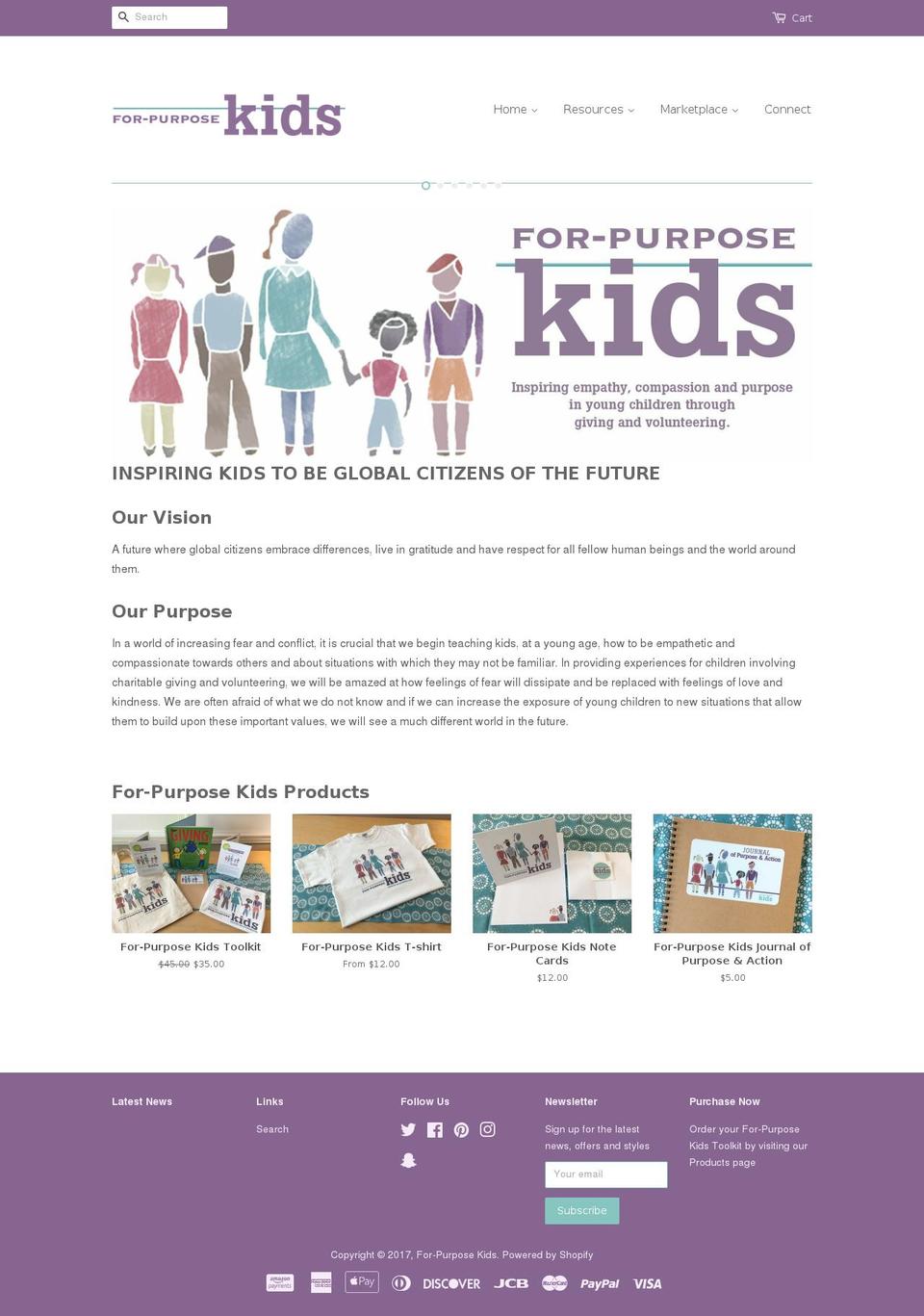 forpurposekids.com shopify website screenshot