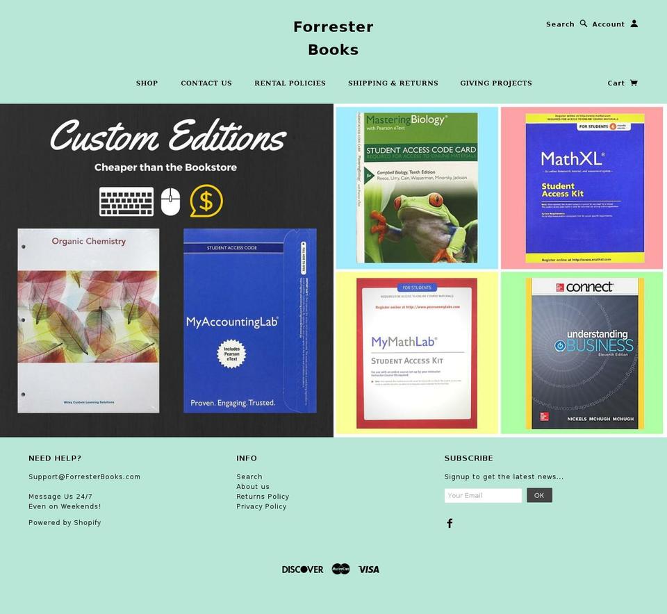forresterbooks.com shopify website screenshot