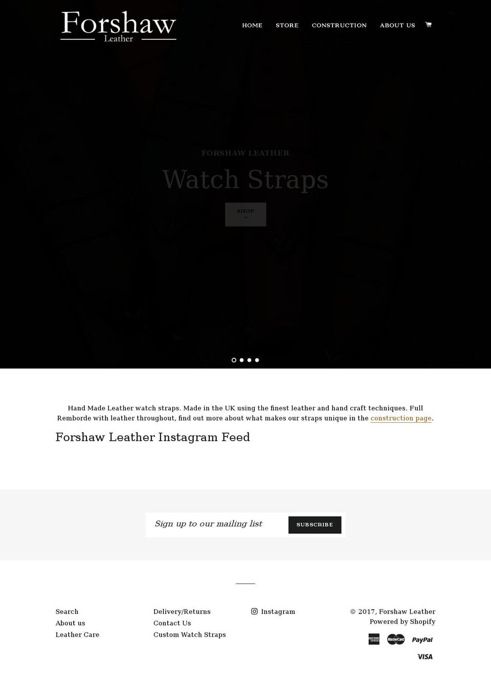 forshawleather.com shopify website screenshot