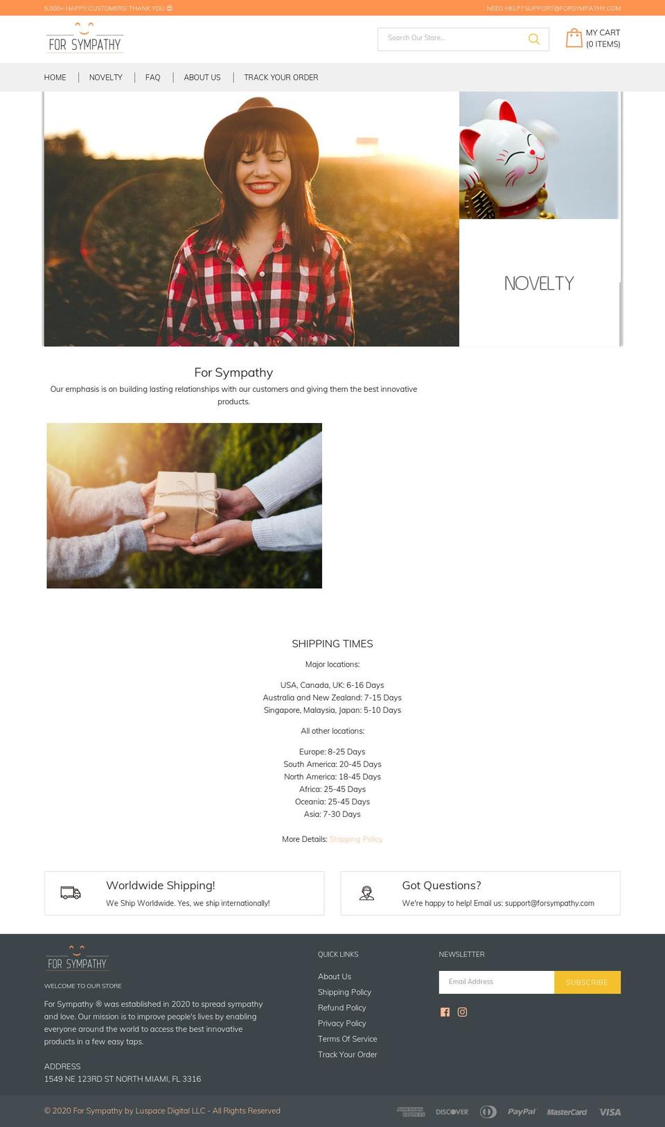 Dropship Shopify theme site example forsympathy.com