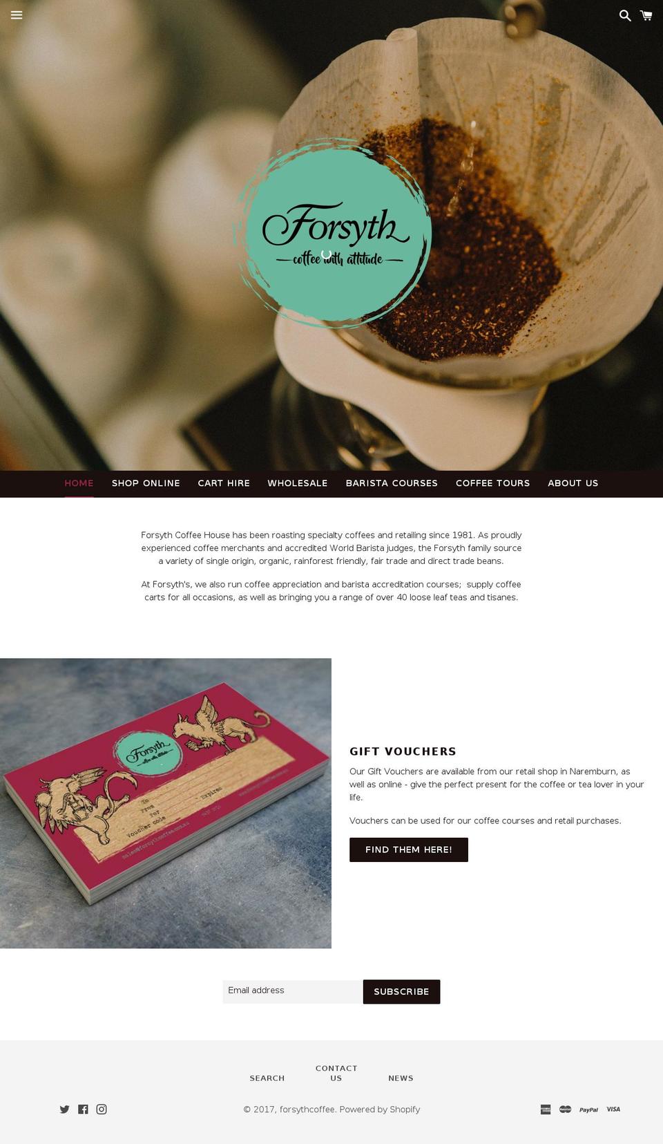 forsythcoffee.com.au shopify website screenshot