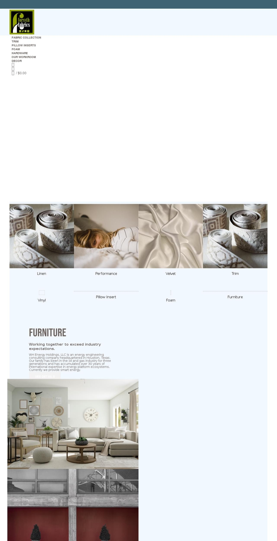 forsythfabrics.net shopify website screenshot