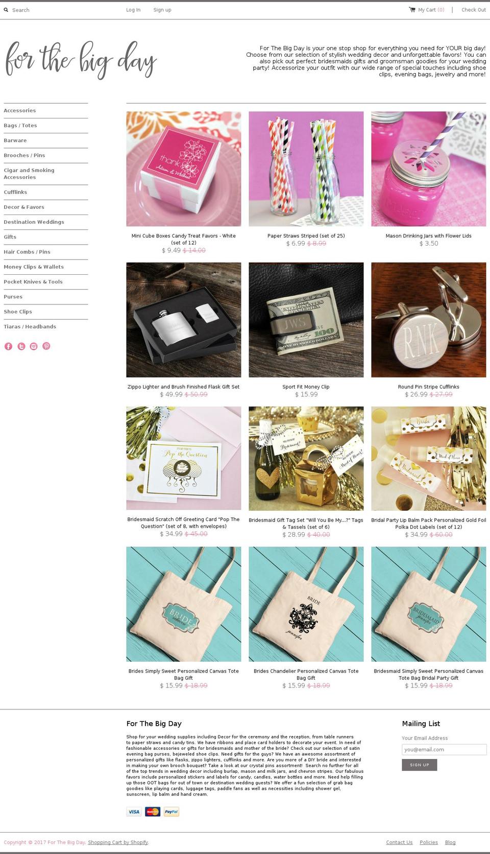 forthebigday.com shopify website screenshot