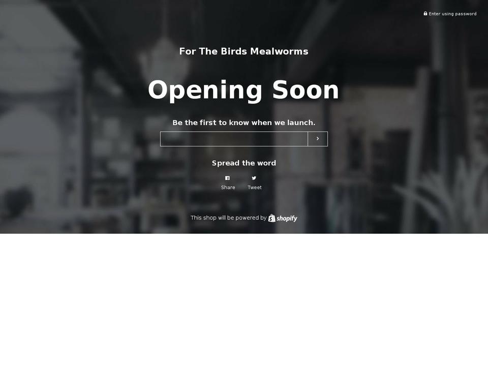 forthebirdsmealworms.com shopify website screenshot