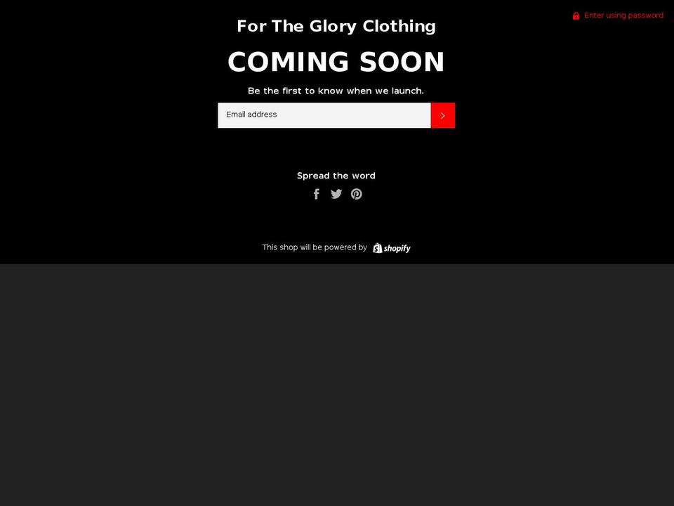 forthegloryclothing.com — Shopify storefront screenshot