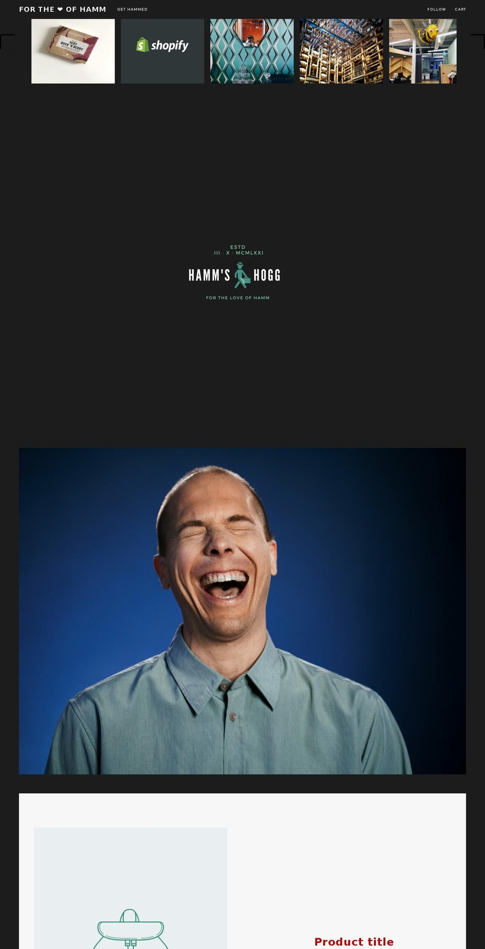 fortheloveofhamm.com — Shopify storefront screenshot