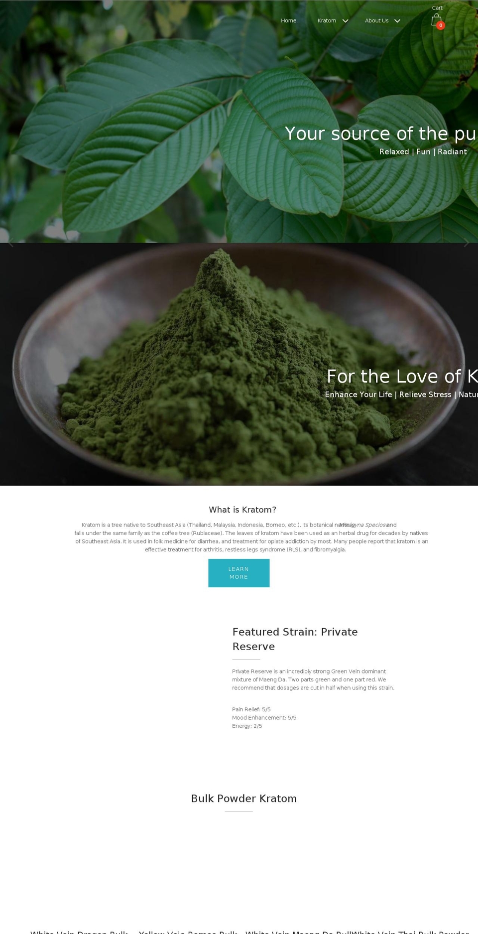 fortheloveofkratom.com — Shopify storefront screenshot