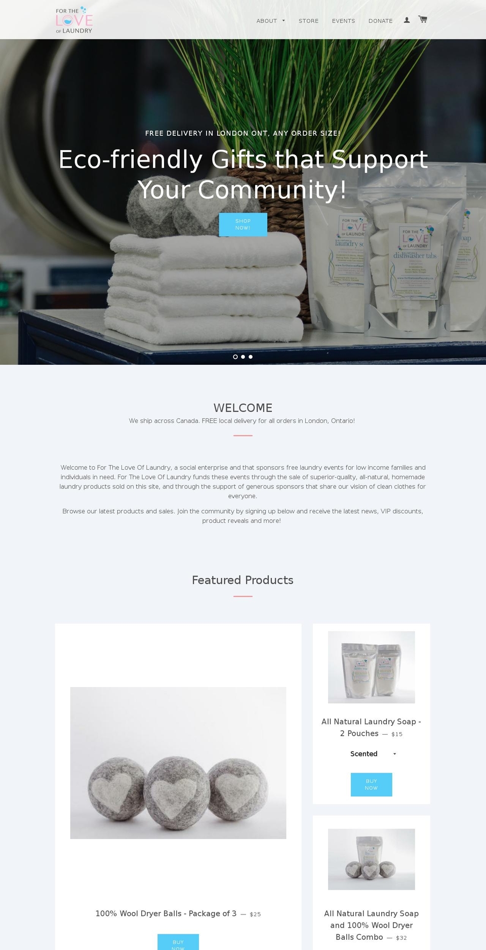 fortheloveoflaundry.ca shopify website screenshot