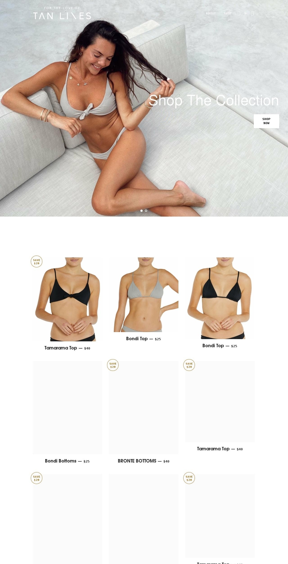 fortheloveoftanlines.com shopify website screenshot