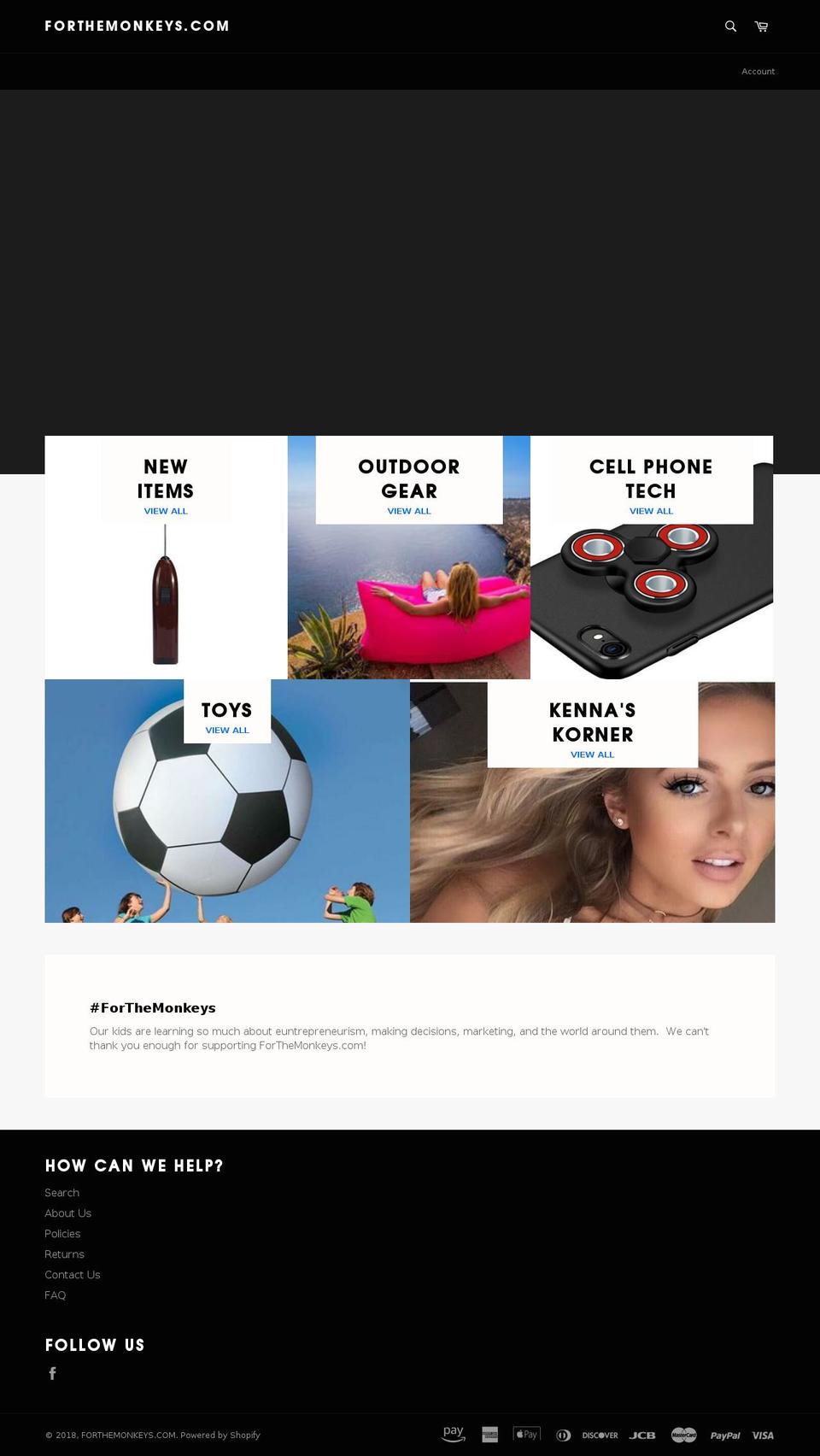 forthemonkeys.com — Shopify storefront screenshot