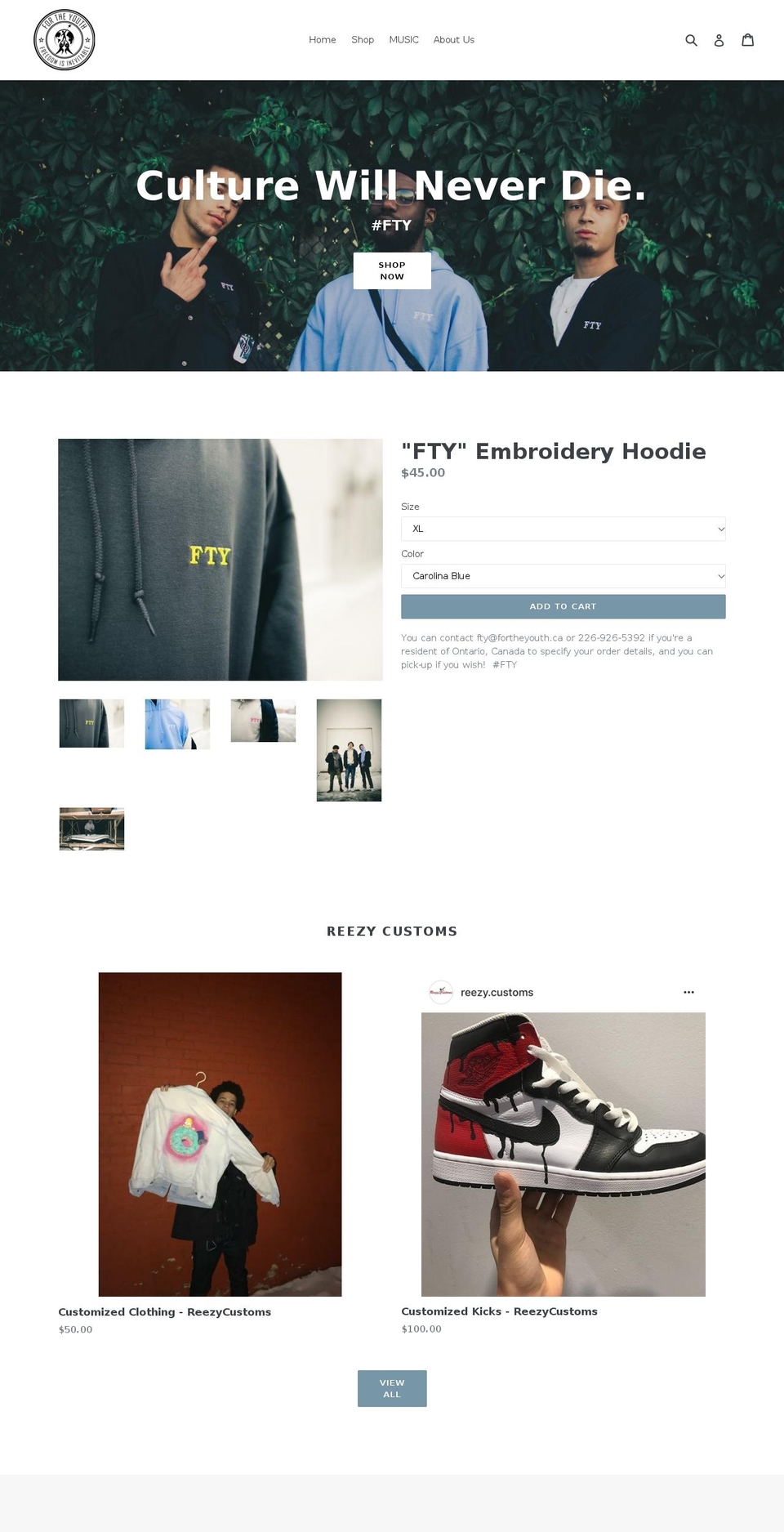 fortheyouth.ca shopify website screenshot
