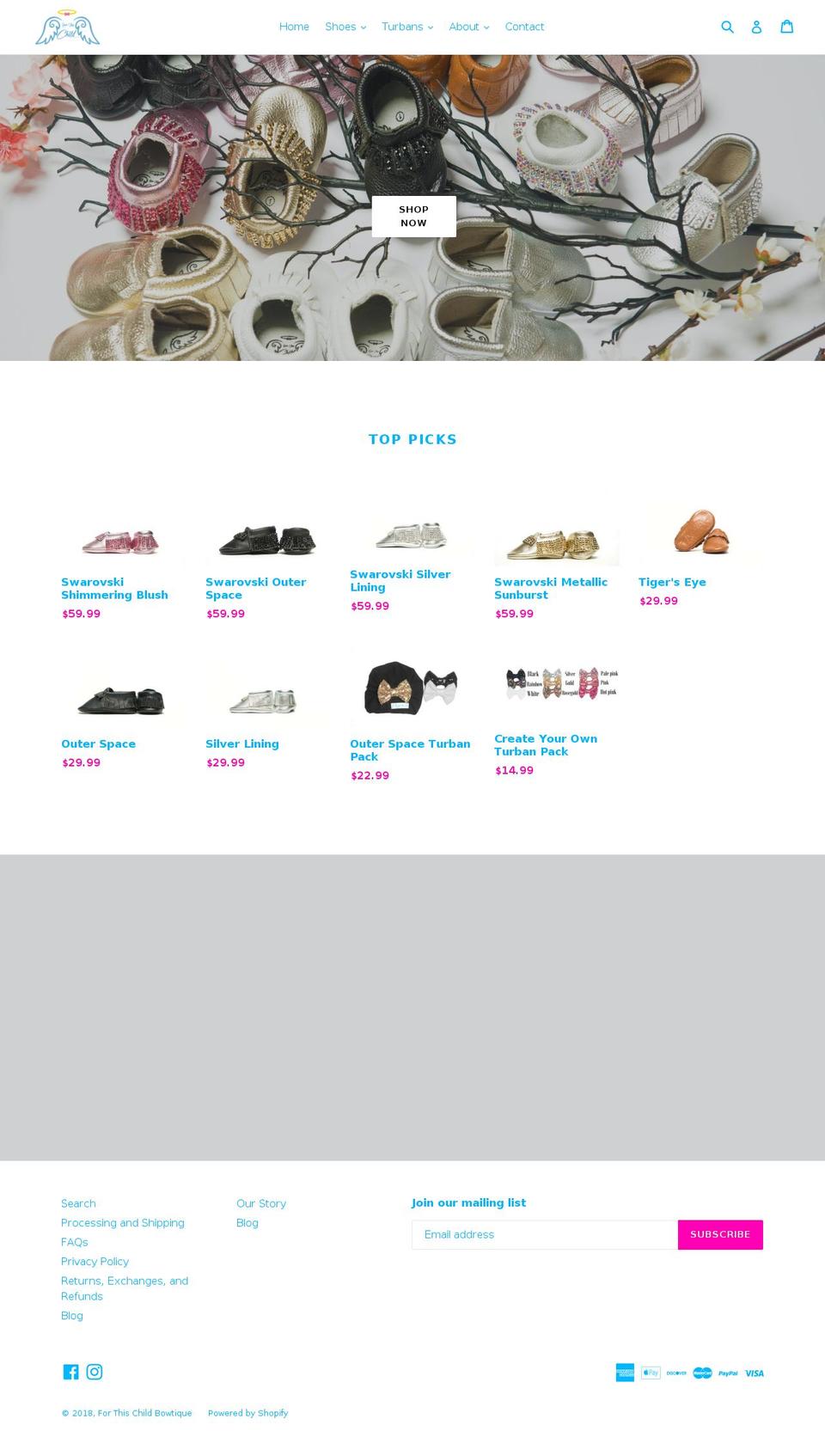 forthischildbowtique.com — Shopify storefront screenshot
