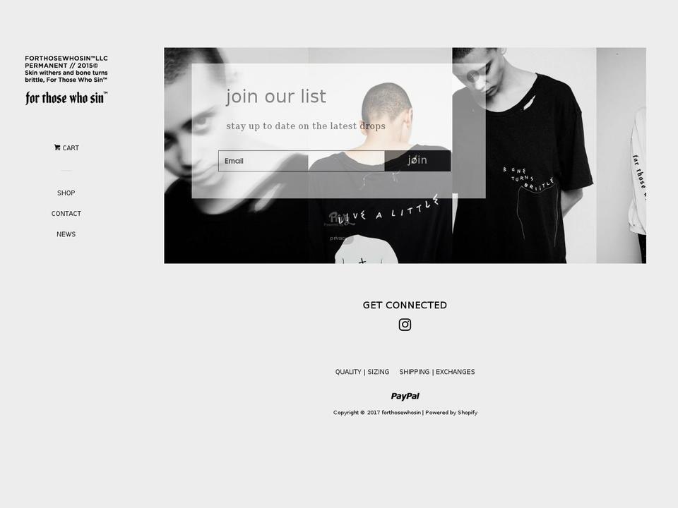 forthosewhosin.com shopify website screenshot