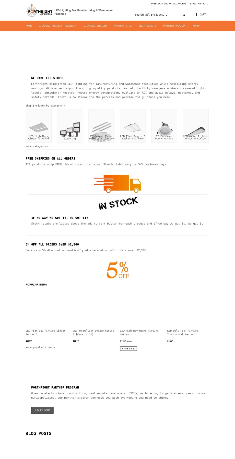 forthrightled.com shopify website screenshot