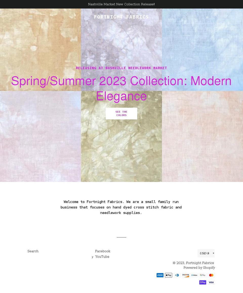 fortnight-fabrics.com shopify website screenshot