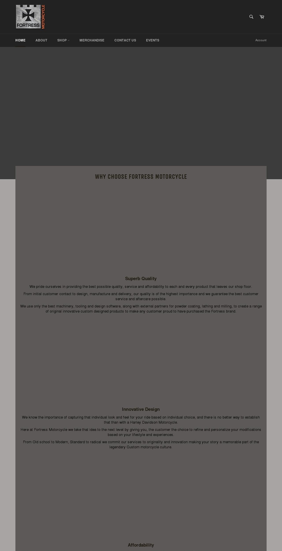 fortressmotorcycle.com shopify website screenshot